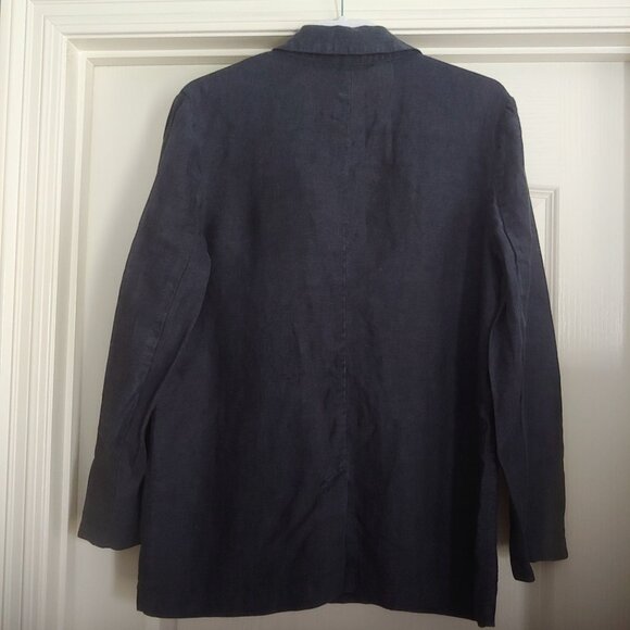 Garnet Hill Linen Career Business Travel Resort Nautical Coastal Button Blazer M - Picture 2 of 15